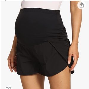 Maternity Shorts Quick-Dry Athletic Sports Running Workout Shorts with Pockets
